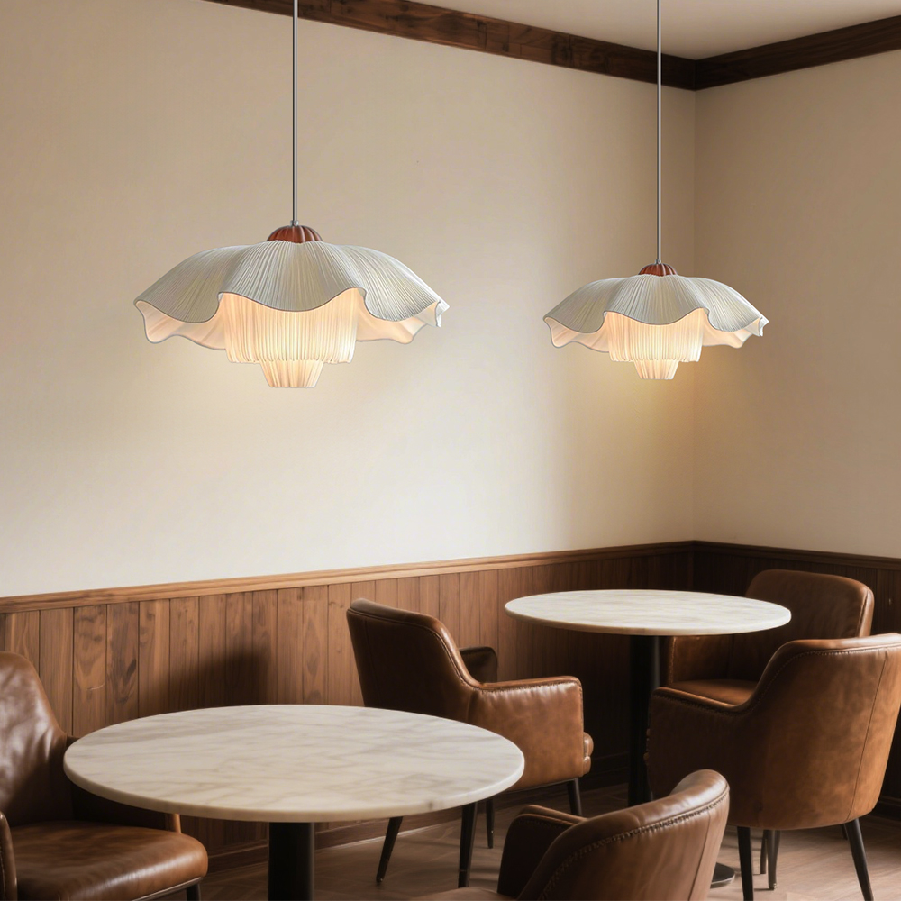 French Cream Pleated Pendant Bedroom Living Room Lampshade