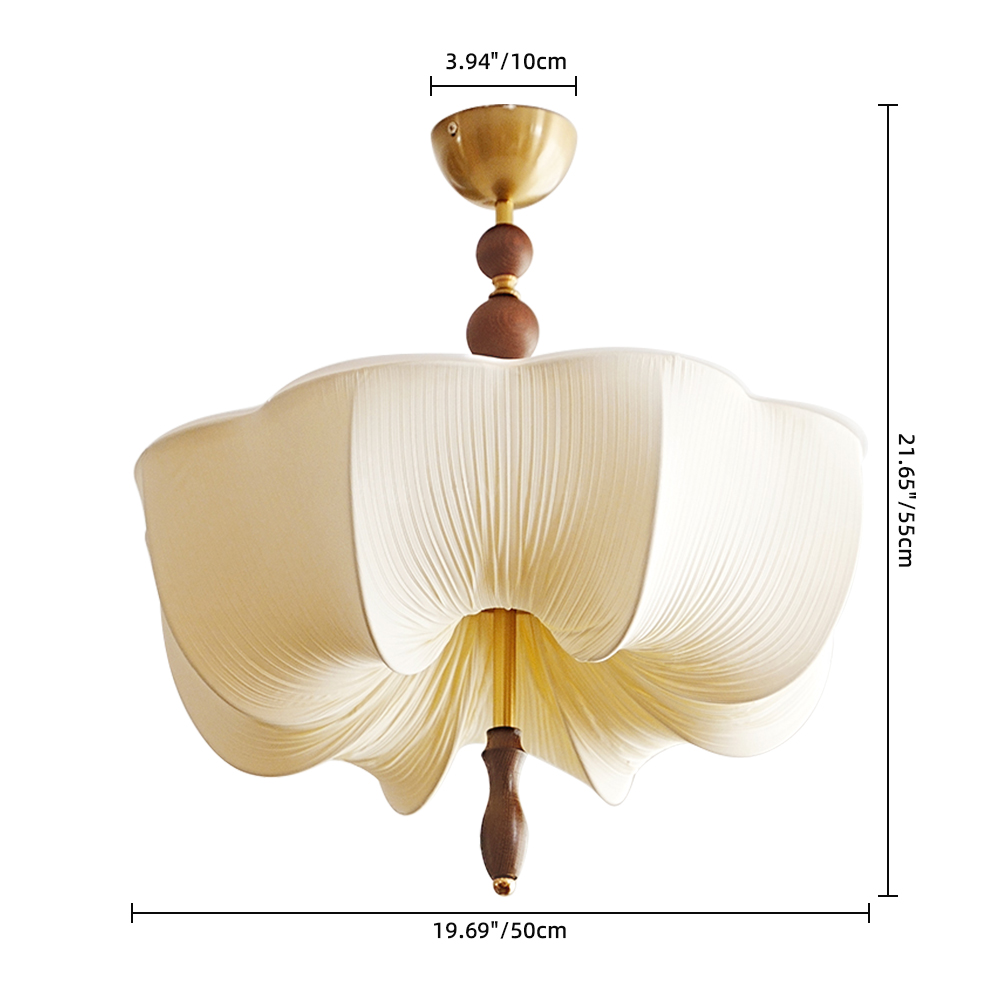 Retro Flower Shaped Fabric Ceiling Light Dining Room Bedroom Lamp