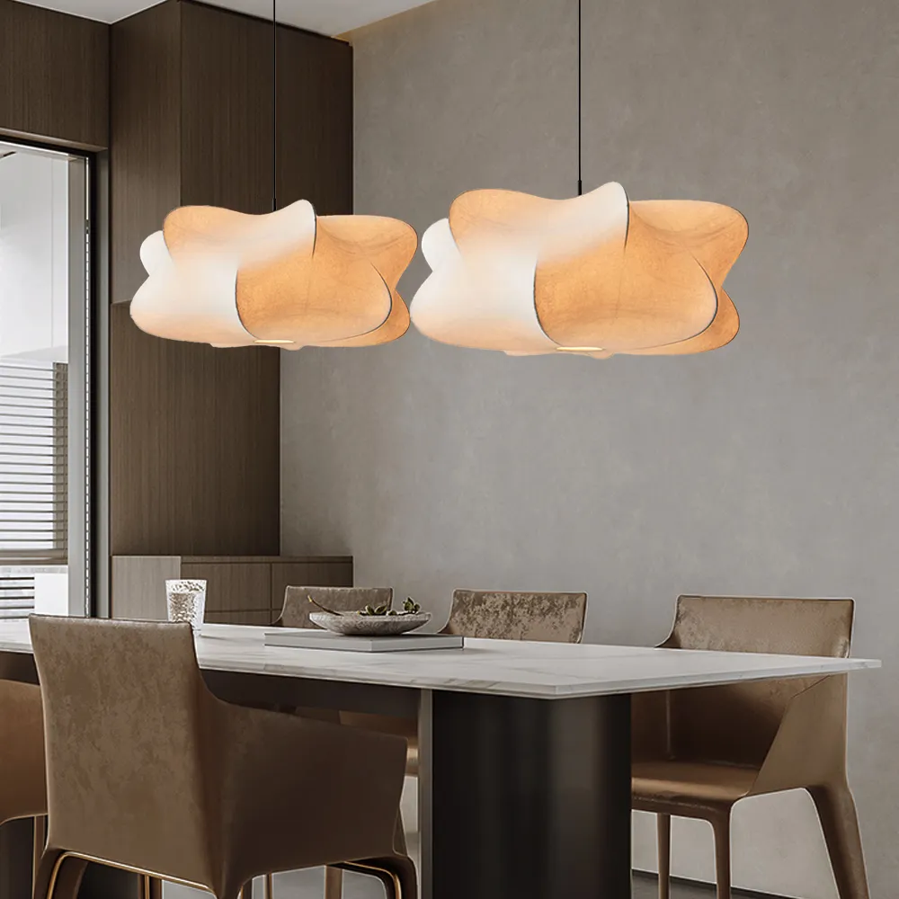 Minimalist Fabric Pendant Lamp Japandi Lighting For Dining Room