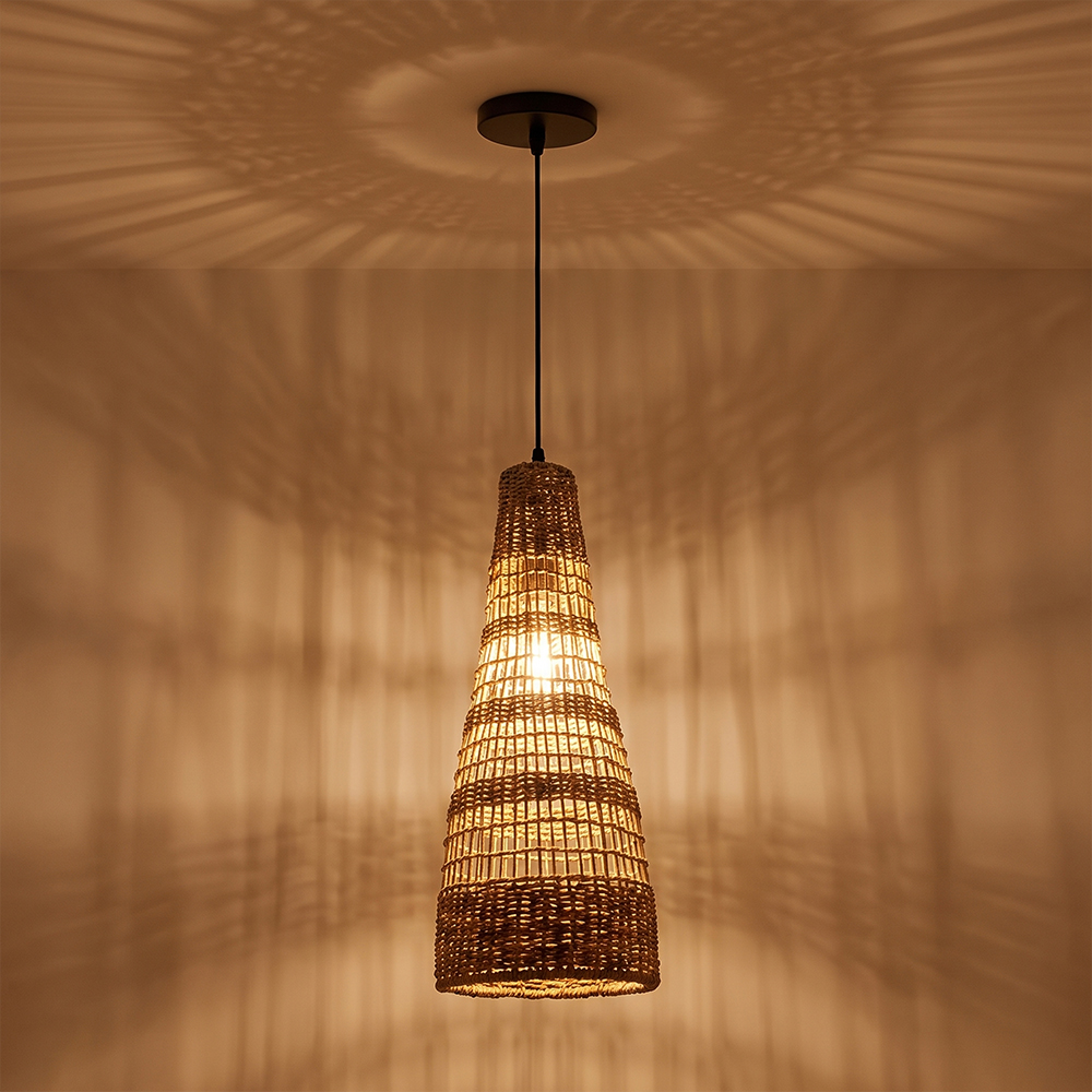 Wabi-sabi Style Minimalist Seagrass Lighting Set of 3 for Bedroom Guest House Restaurants