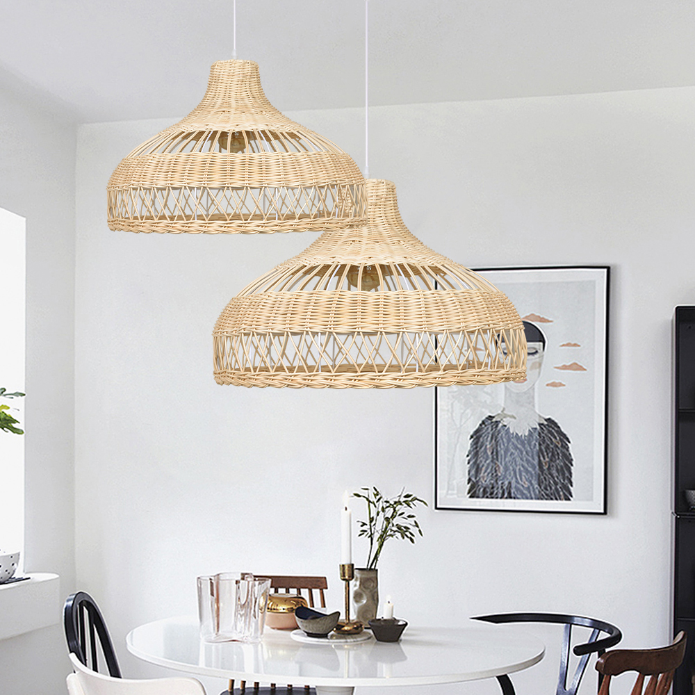 Rattan Pendant Lampshade Hand-woven Japanese Restaurant Retro Dining Table Hanging Lamp