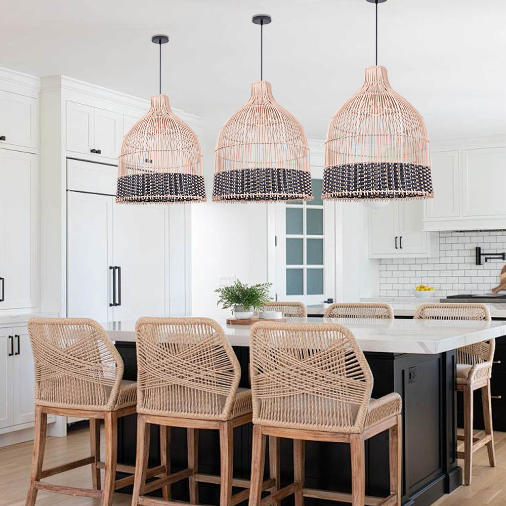Japanese Rattan Woven Restaurant Chandelier Living Room Creative Hanging Lamp