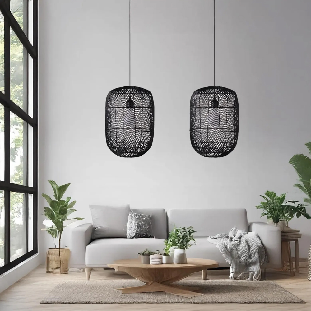 Kitchen Black Lights Beautiful Farmhouse Rattan Chandelier