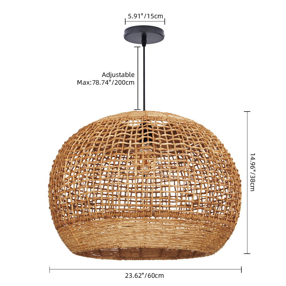 Rustic Corn Rope Woven Pendant Light Textured Hanging Lamp for Home Dining Area