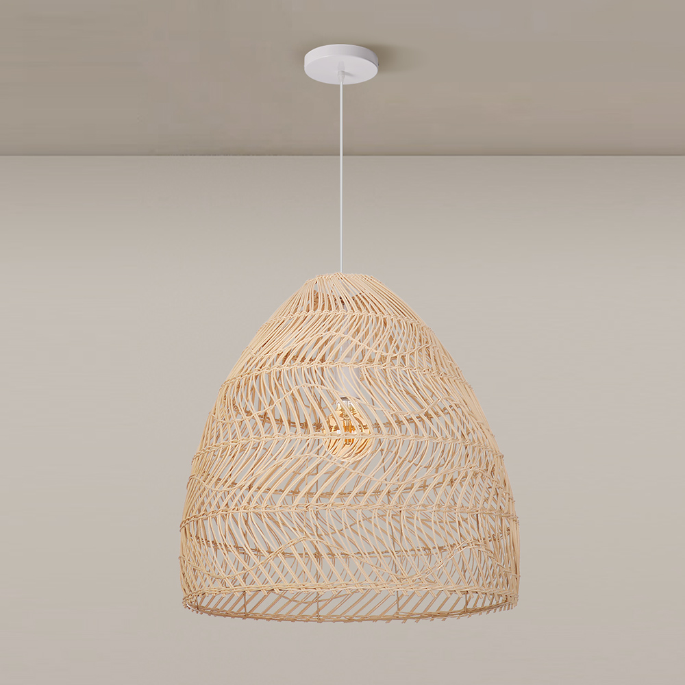Restaurant Decor Rattan Pendant Lights Natural Color Handmade Lamps