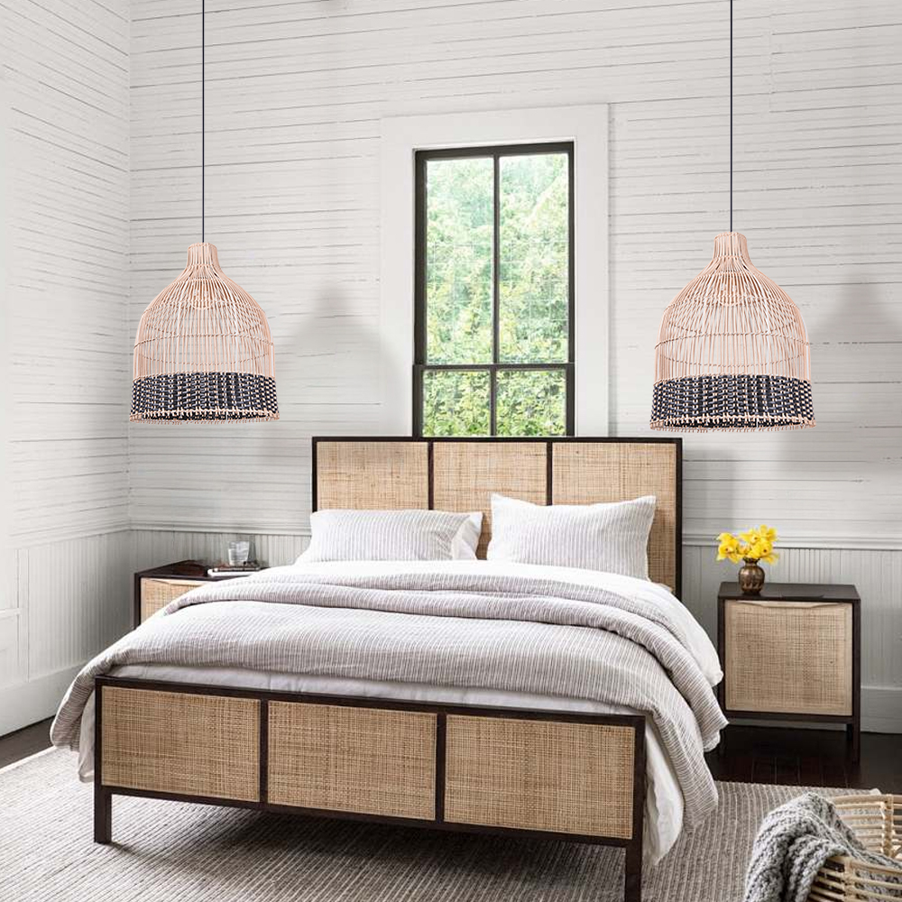 Japanese Rattan Woven Restaurant Chandelier Living Room Creative Hanging Lamp