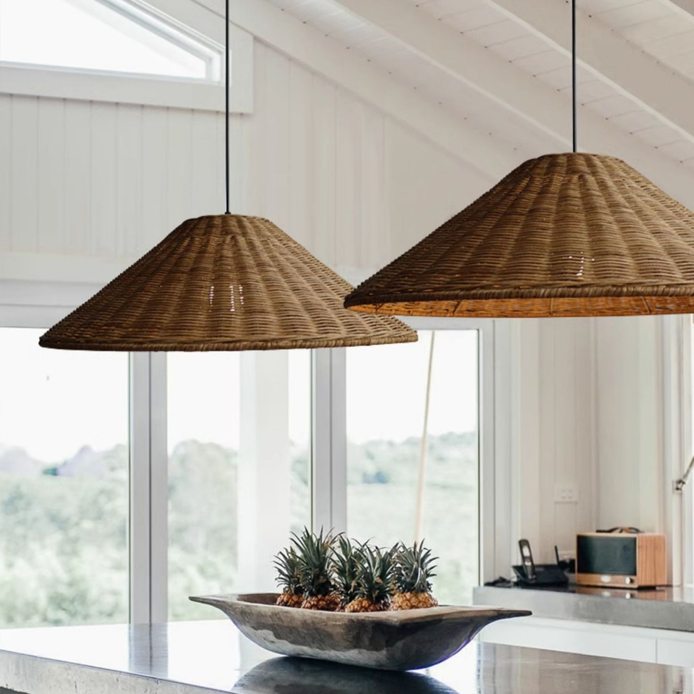 Homestay Southeast Asian Rattan Chandelier Restaurant Straw Hat Lampshade