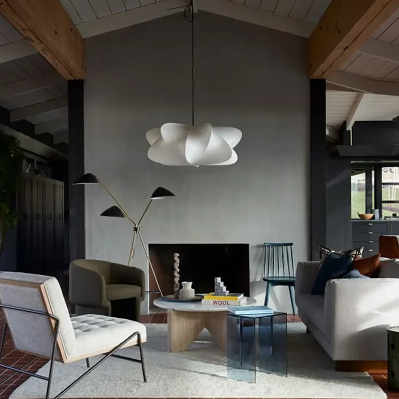 Minimalist Fabric Pendant Lamp Japandi Lighting For Dining Room