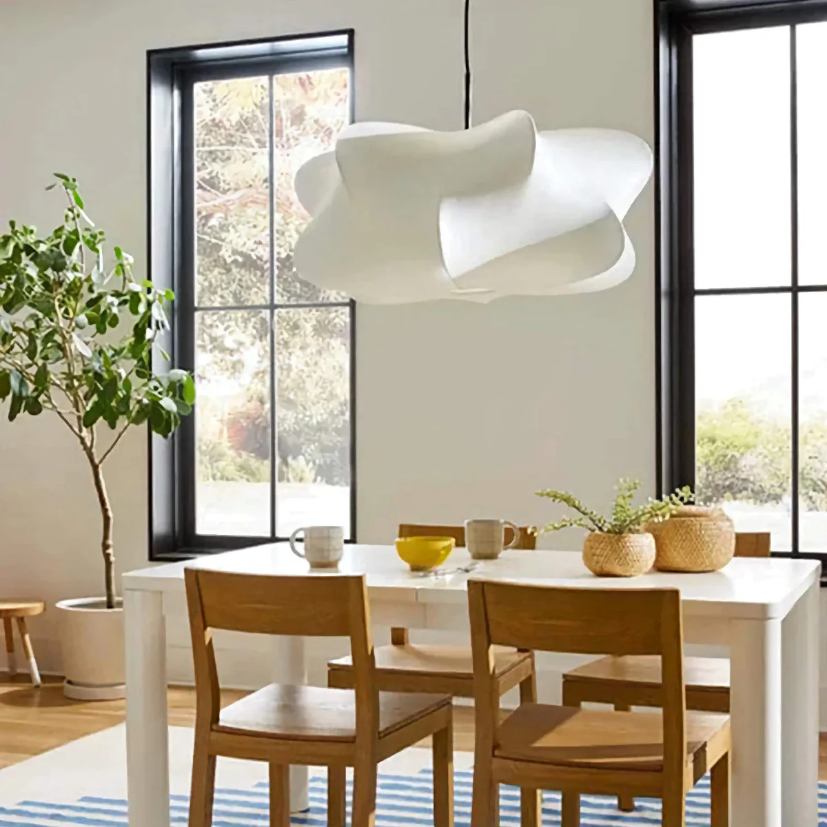 Minimalist Fabric Pendant Lamp Japandi Lighting For Dining Room