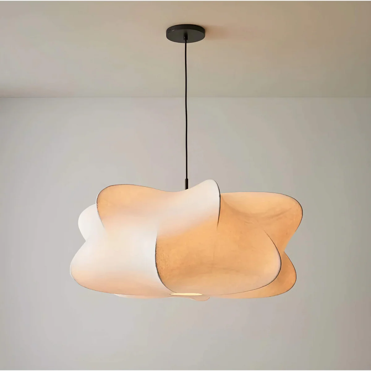Minimalist Fabric Pendant Lamp Japandi Lighting For Dining Room