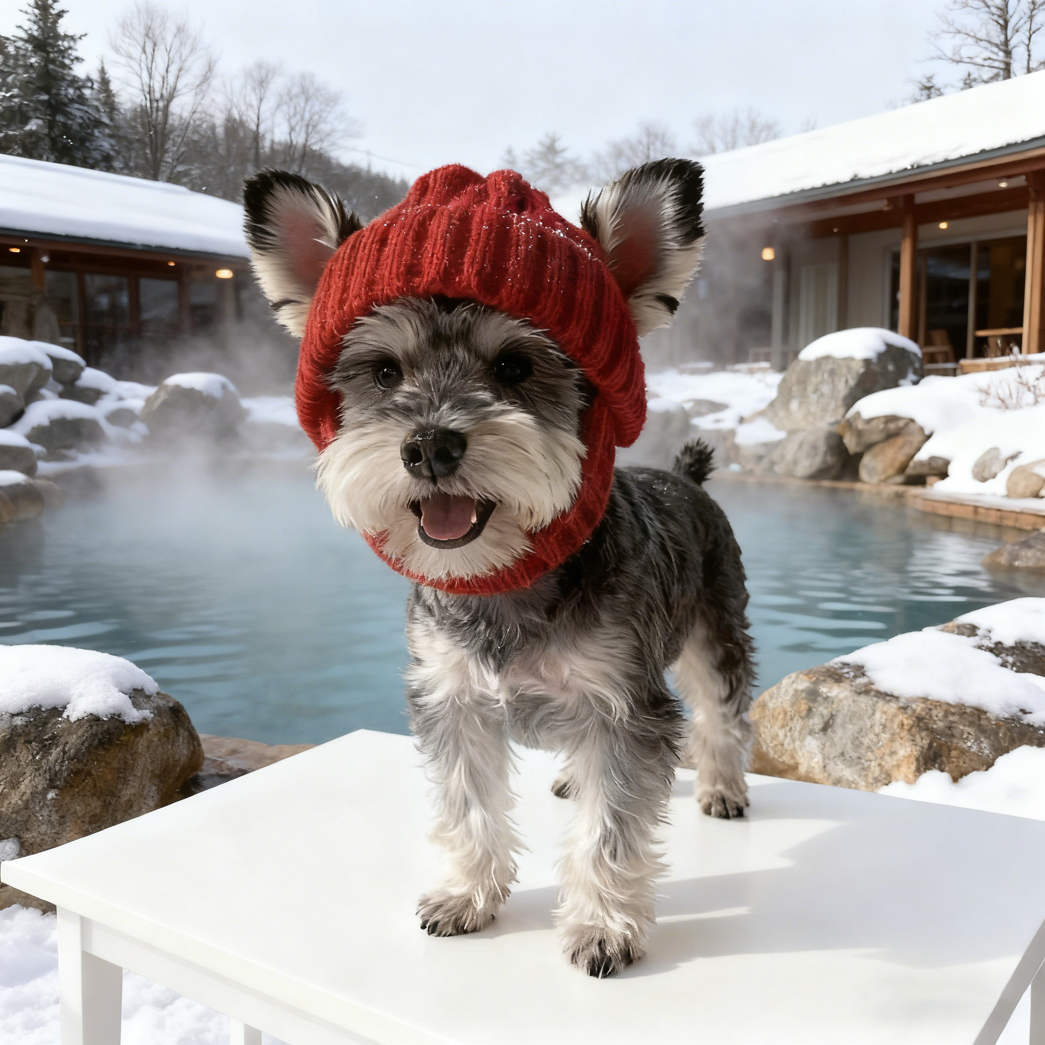 🐾Red Wool Knit Dog Beanie with Ear Flaps – Warm Winter Hat