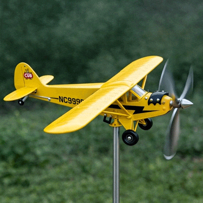 Piper Cub Vintage Metal Airplane Garden Wind Spinner
