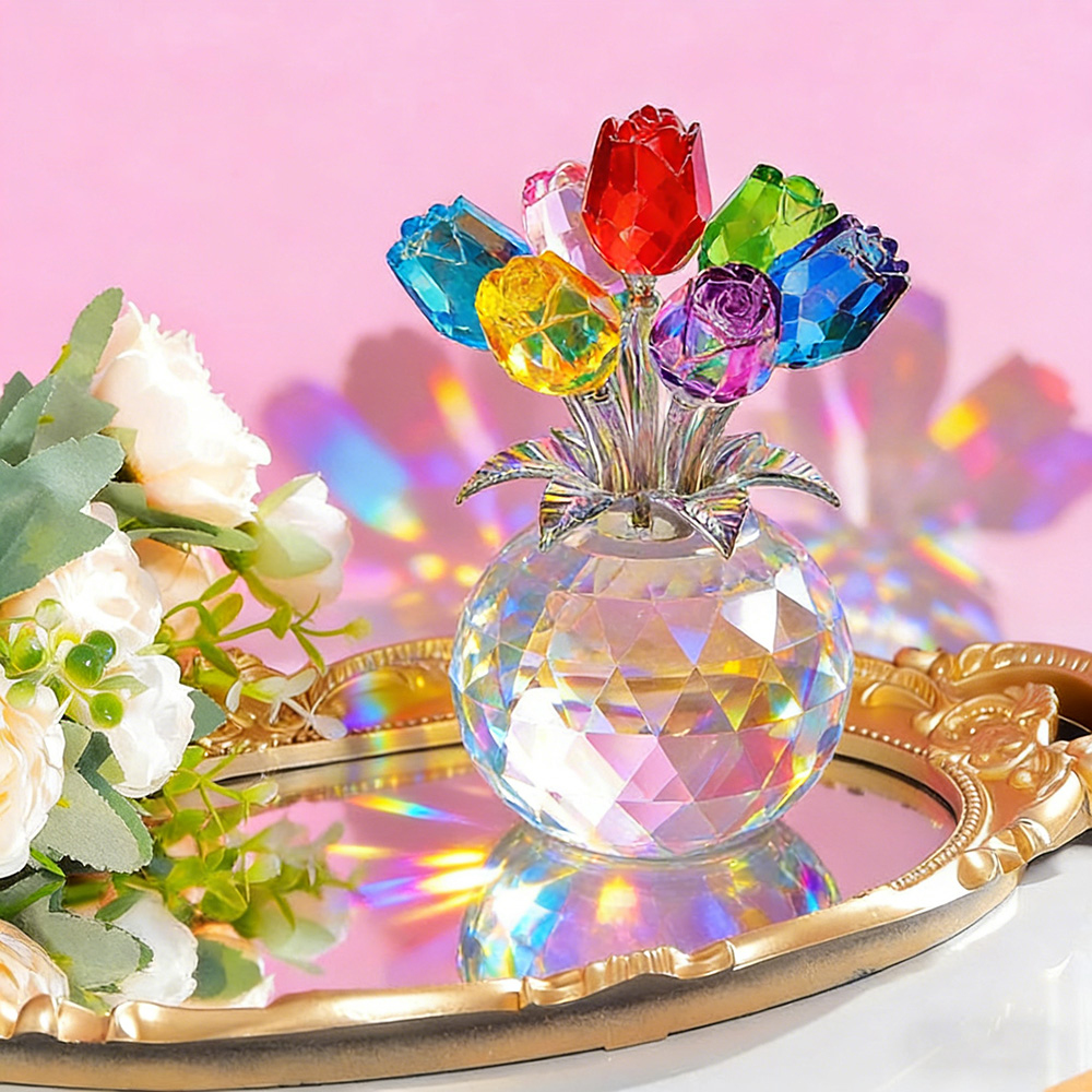 Eternal Bloom · Crystal Colorful Rose Flower Collectible Figurine