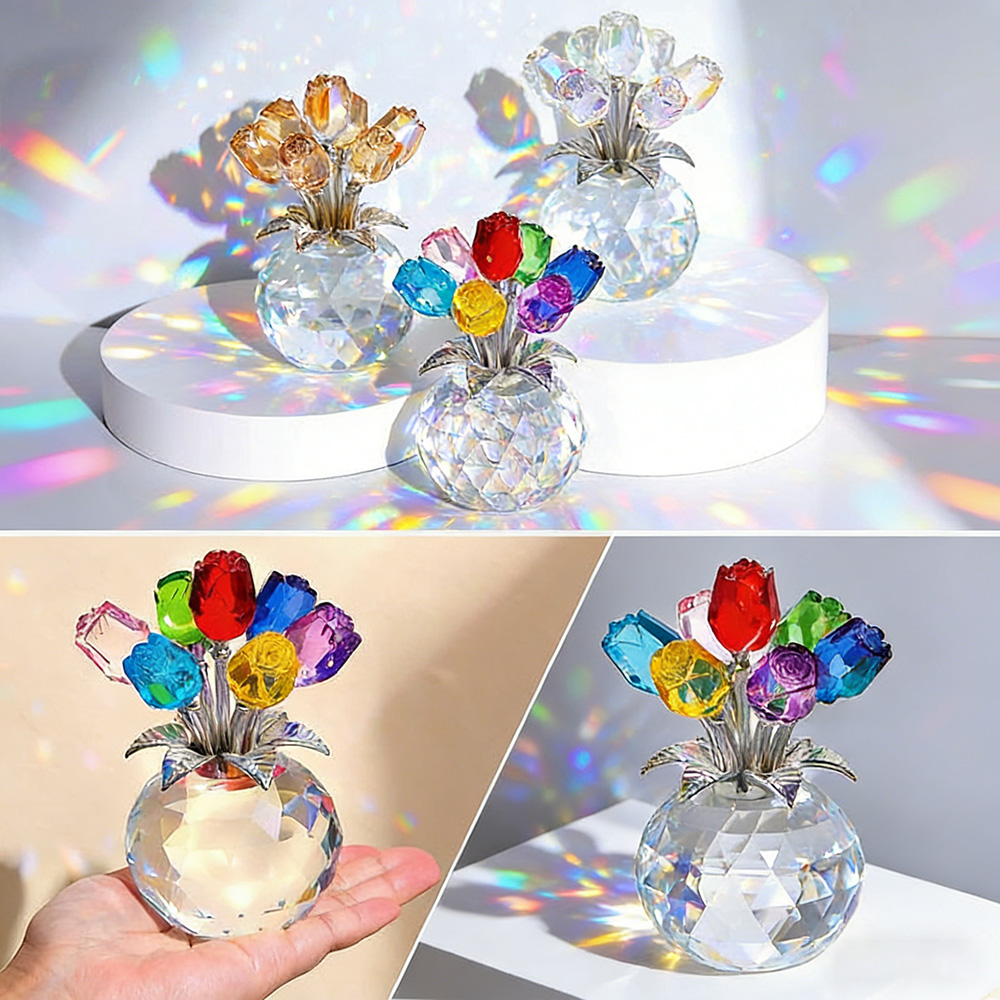 Eternal Bloom · Crystal Colorful Rose Flower Collectible Figurine