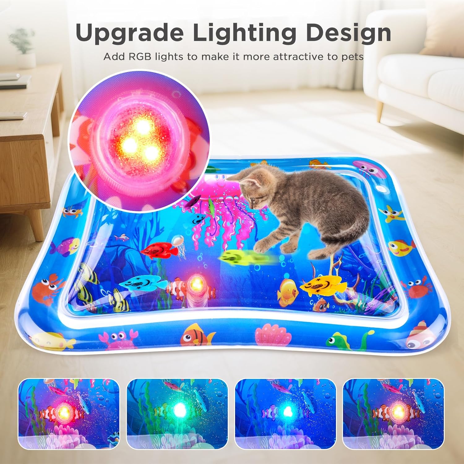 Multi-Color Lighted Cat Water Mat