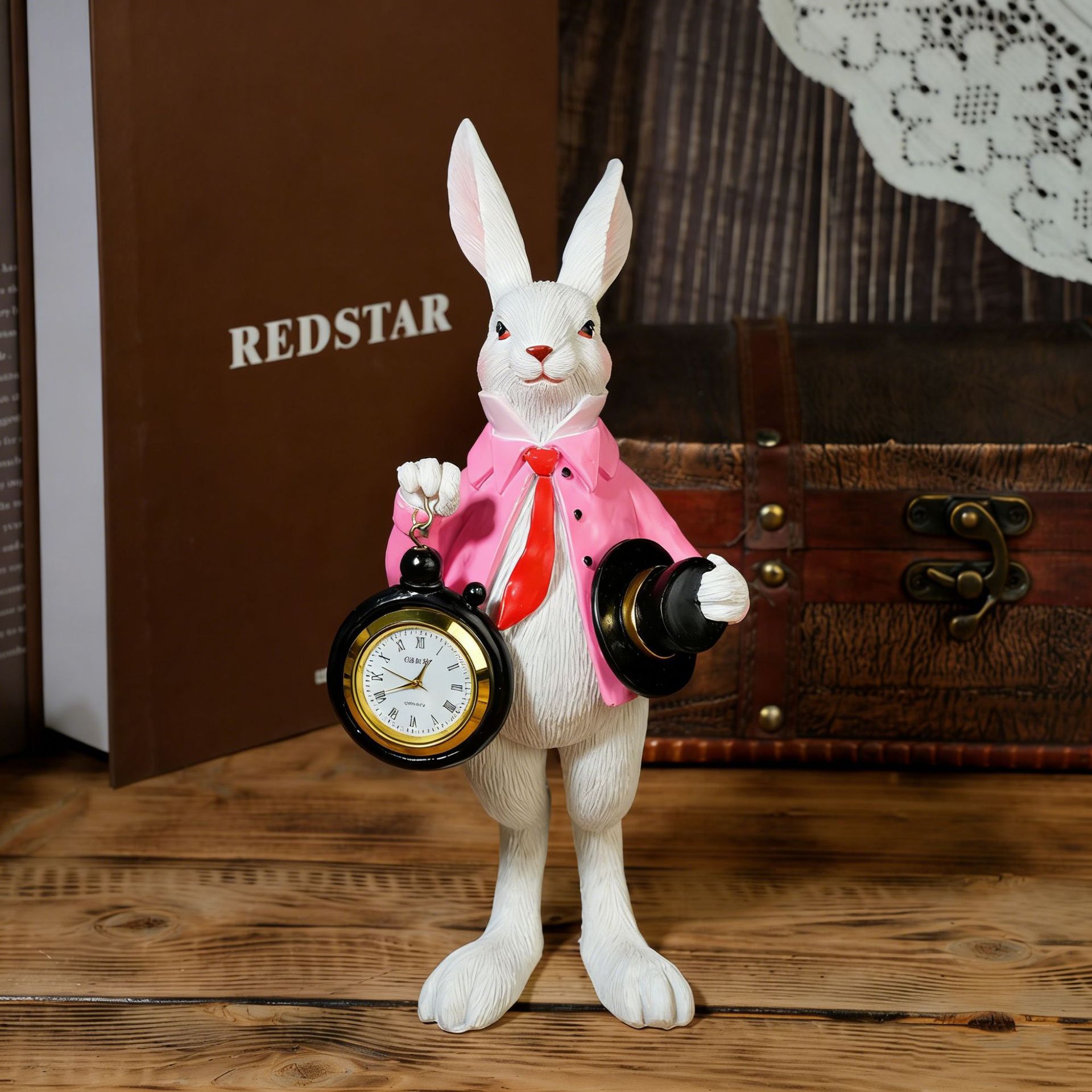 ⏰ Storybook White Rabbit Clock Figurine – Functional Easter Decor 🐰✨