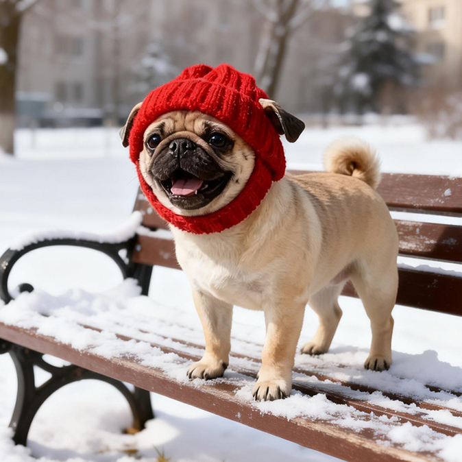 🐾Red Wool Knit Dog Beanie with Ear Flaps – Warm Winter Hat