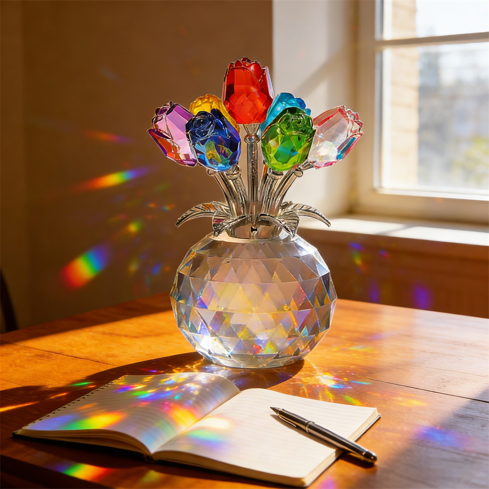 Eternal Bloom · Crystal Colorful Rose Flower Collectible Figurine