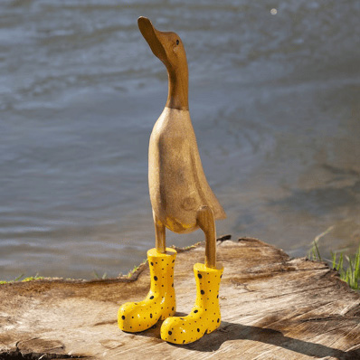 🌈Hand Carved Wellies Duck Family💞