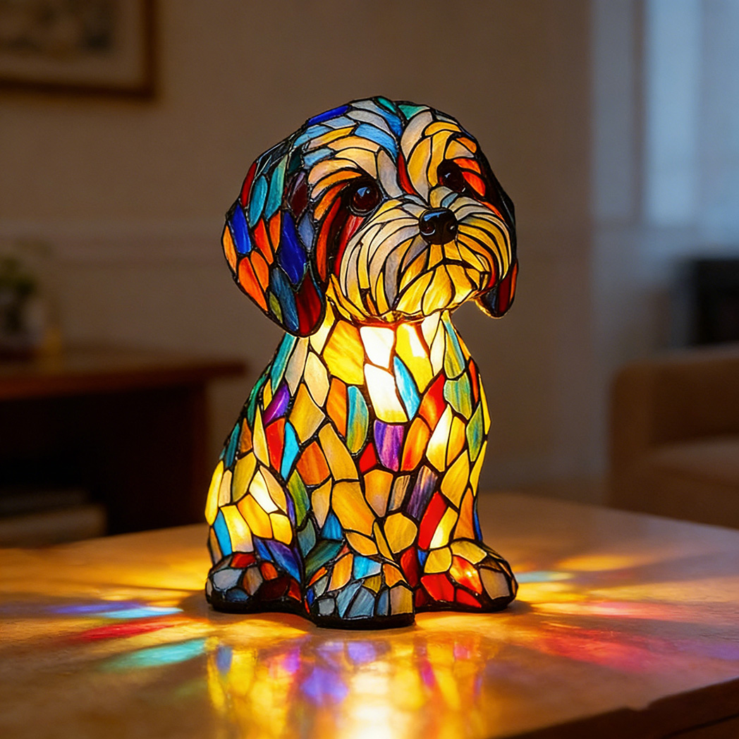 Vintage Puppy Themed Table Lamp