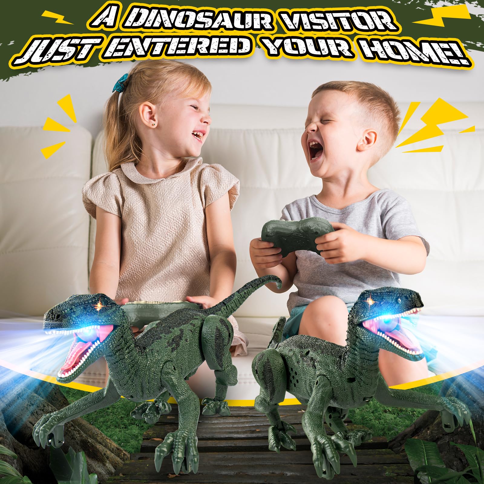 🦖Realistic Walking RC Robot Dinosaur with Spray & Light & Roar
