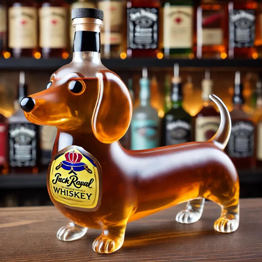 🐾🥃 Dachshund Dog Whiskey Bottle – A Bark-Worthy Blend of Whimsy & Sophistication! 🎩✨