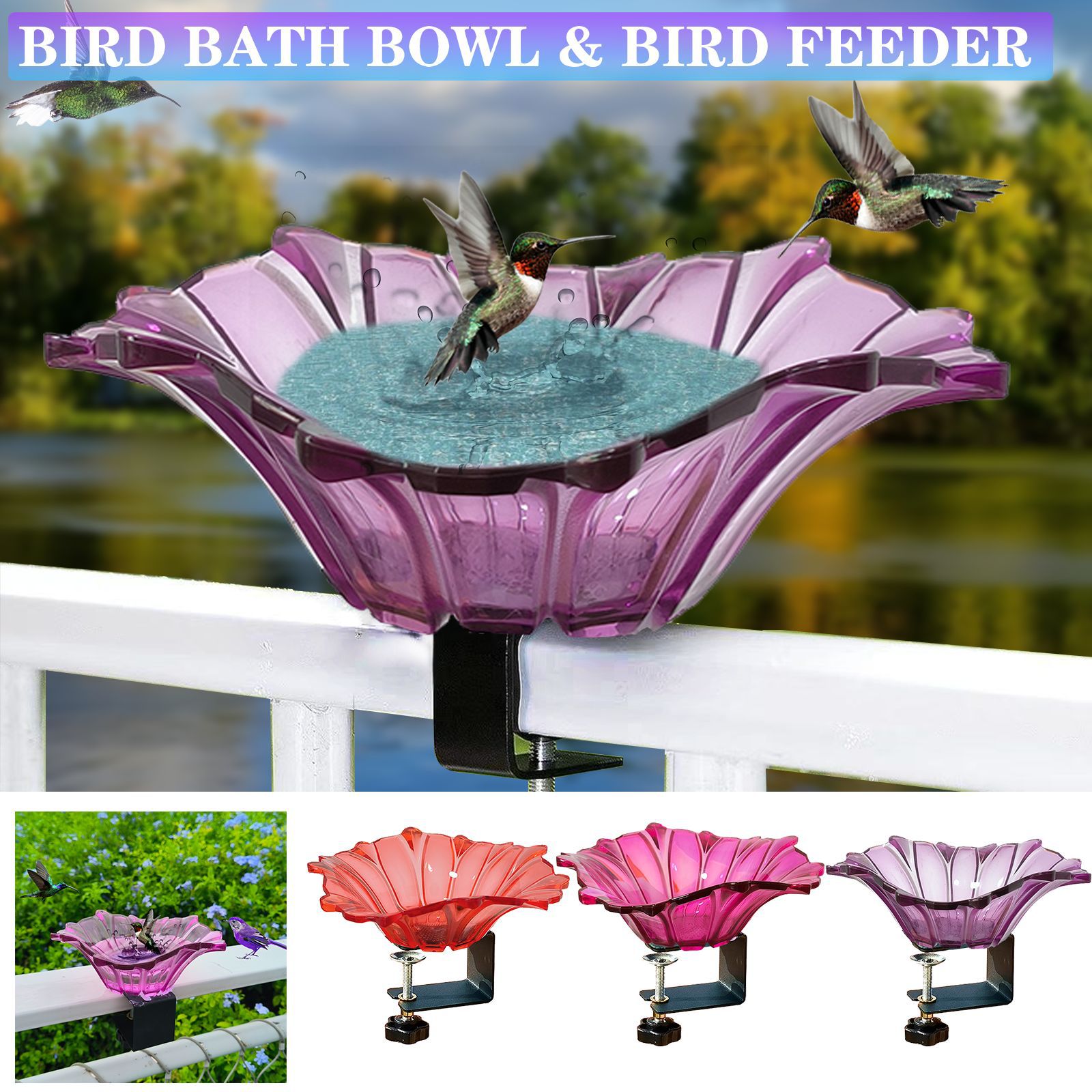 New Outdoor Garden Bird Bath Bowls & Bird Feeders