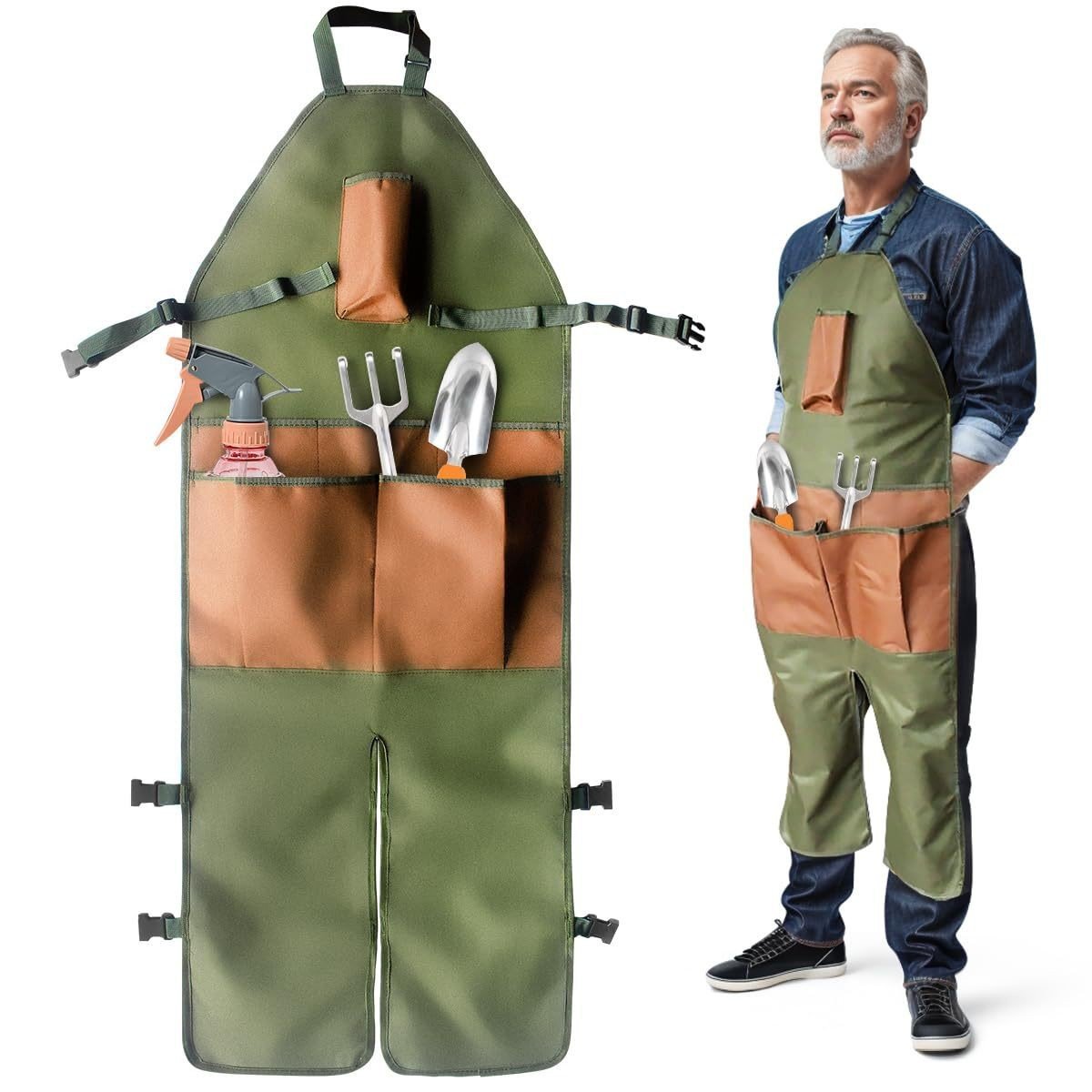 Garden Gardening Trimming Multi Pocket Oxford Cloth Color blocked Extended Garden Leg Protector Apron