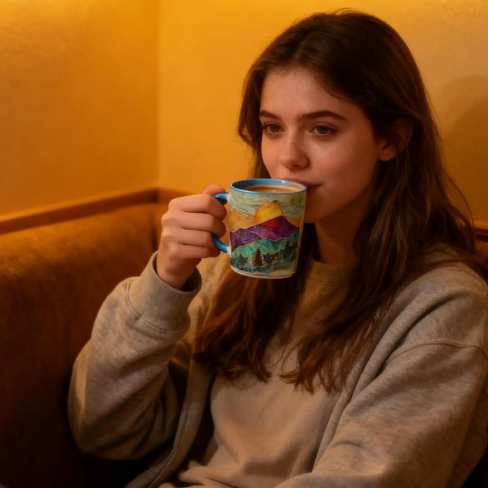 ☀️ Sunset in Your Hands | Stained Glass Mountain Mug