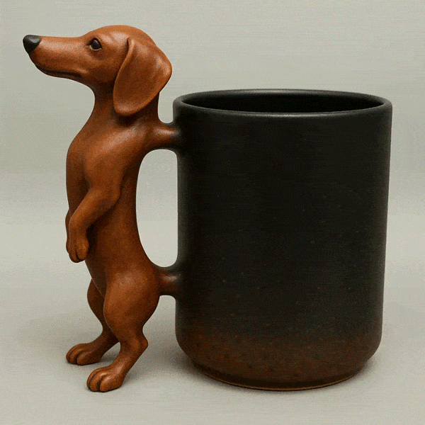 Handmade Dachshund Mug Bark&Brew
