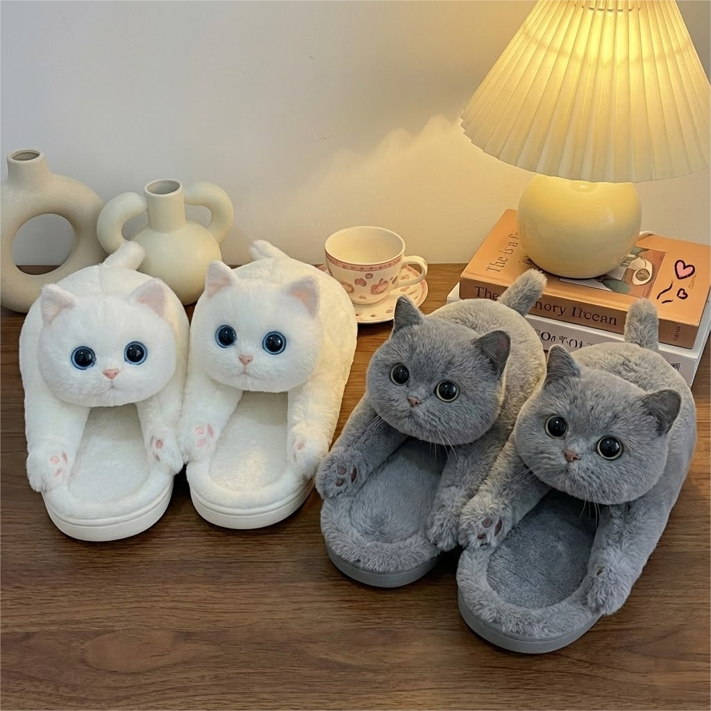 The "Big Stretch" Kitty Slides - Ultra Soft 3D Cat Slippers