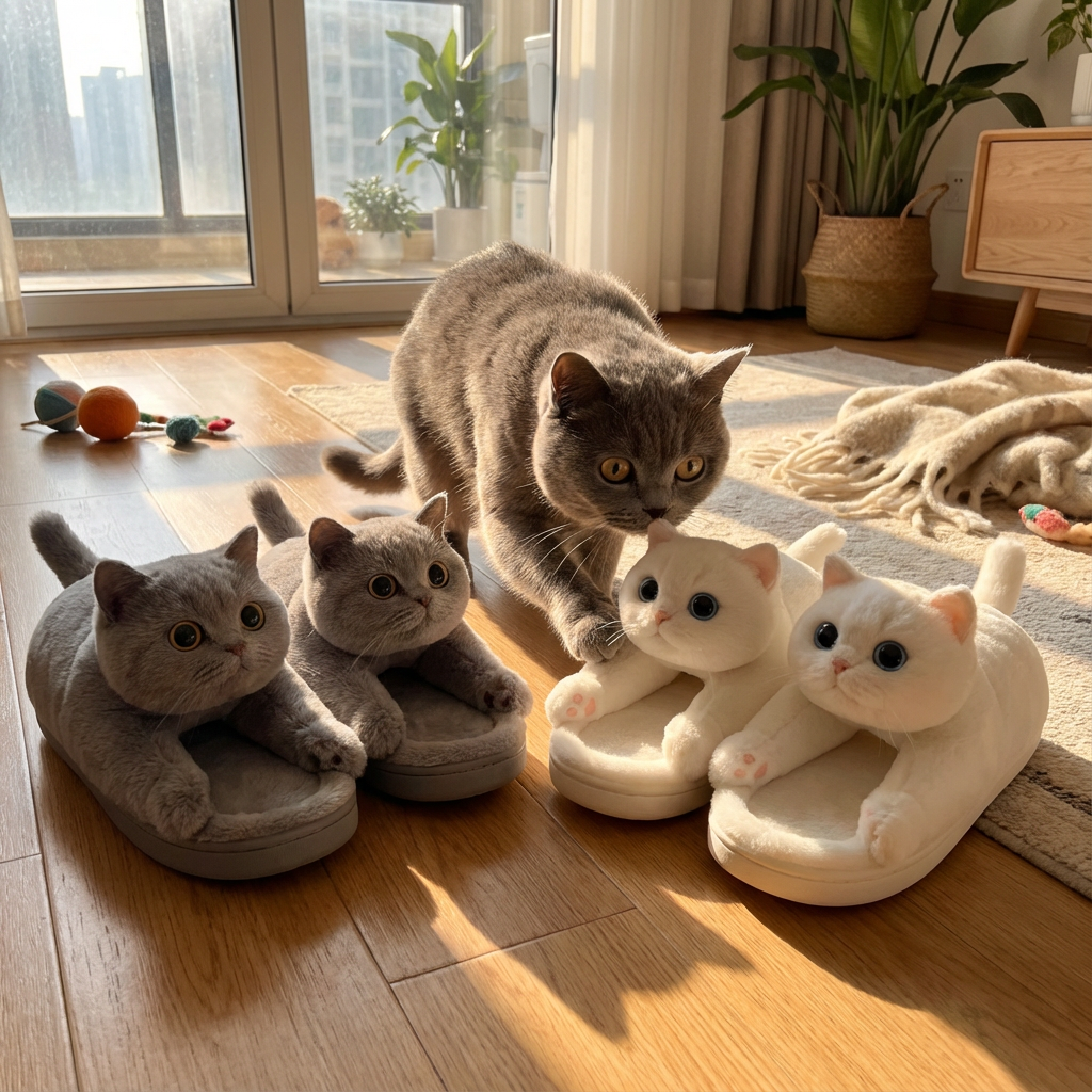 The "Big Stretch" Kitty Slides - Ultra Soft 3D Cat Slippers