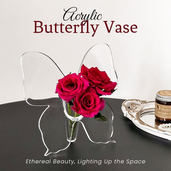 🦋 Clear Plexiglas Butterfly Vase 💐