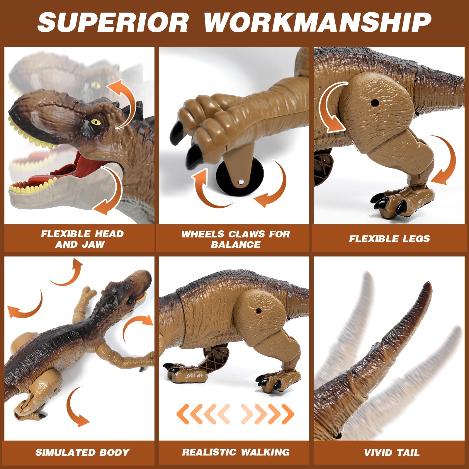 🦖Realistic Walking RC Robot Dinosaur with Spray & Light & Roar