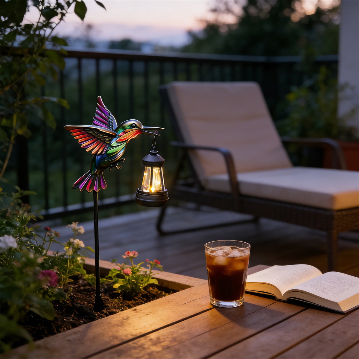 Rainbow Hummingbird Solar Garden Stake Light