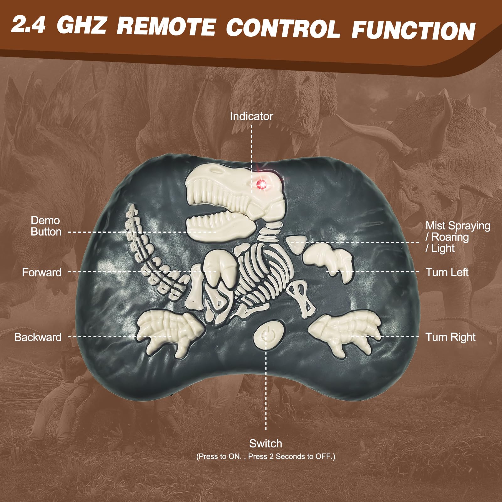 🦖Realistic Walking RC Robot Dinosaur with Spray & Light & Roar