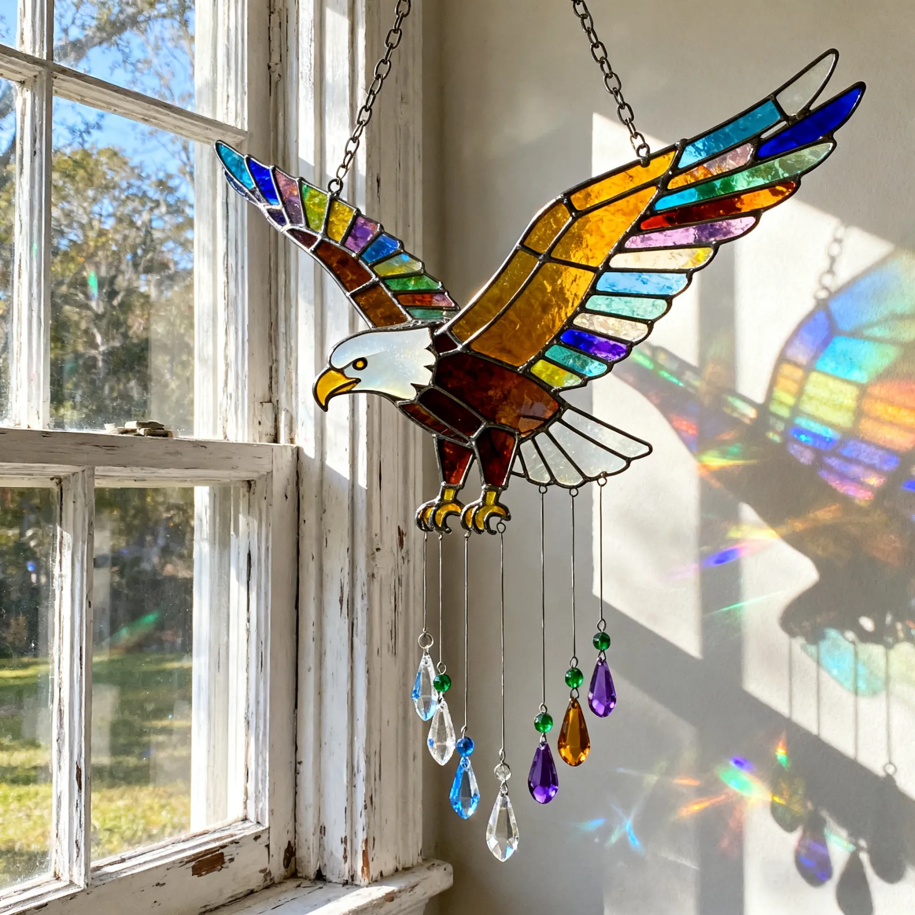Sea Glass Bald Eagle Wind Chime