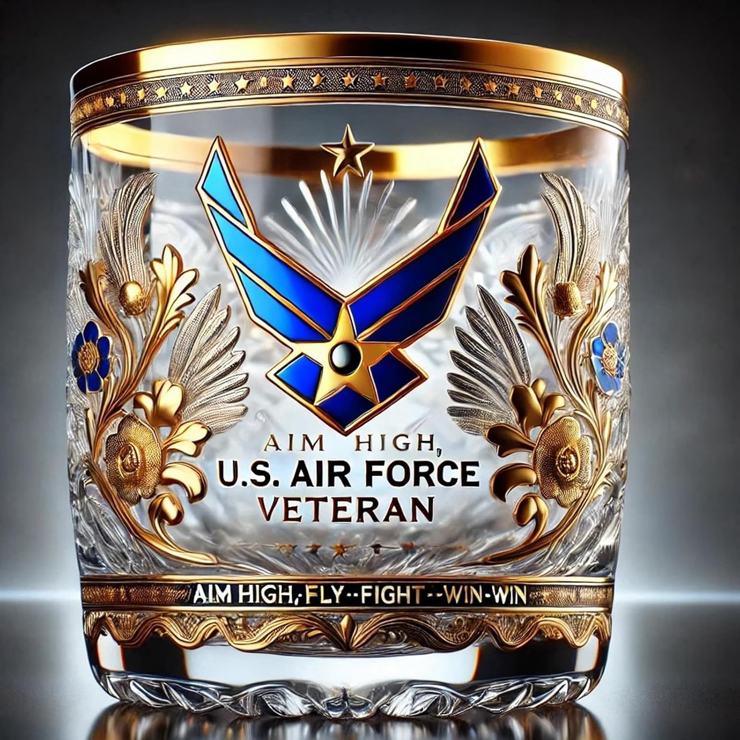 Patriotic Veteran Tribute Glass – Timeless Honor for American Heroes