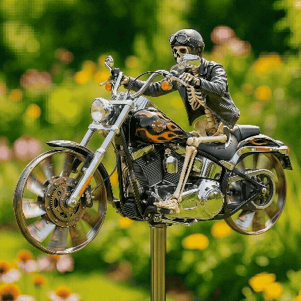 Skeleton Biker Wind Spinner