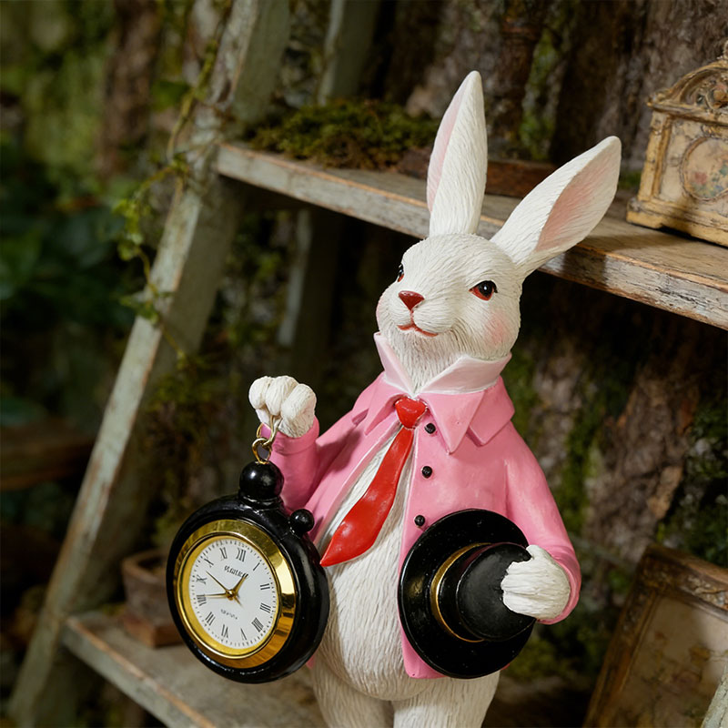 ⏰ Storybook White Rabbit Clock Figurine – Functional Easter Decor 🐰✨