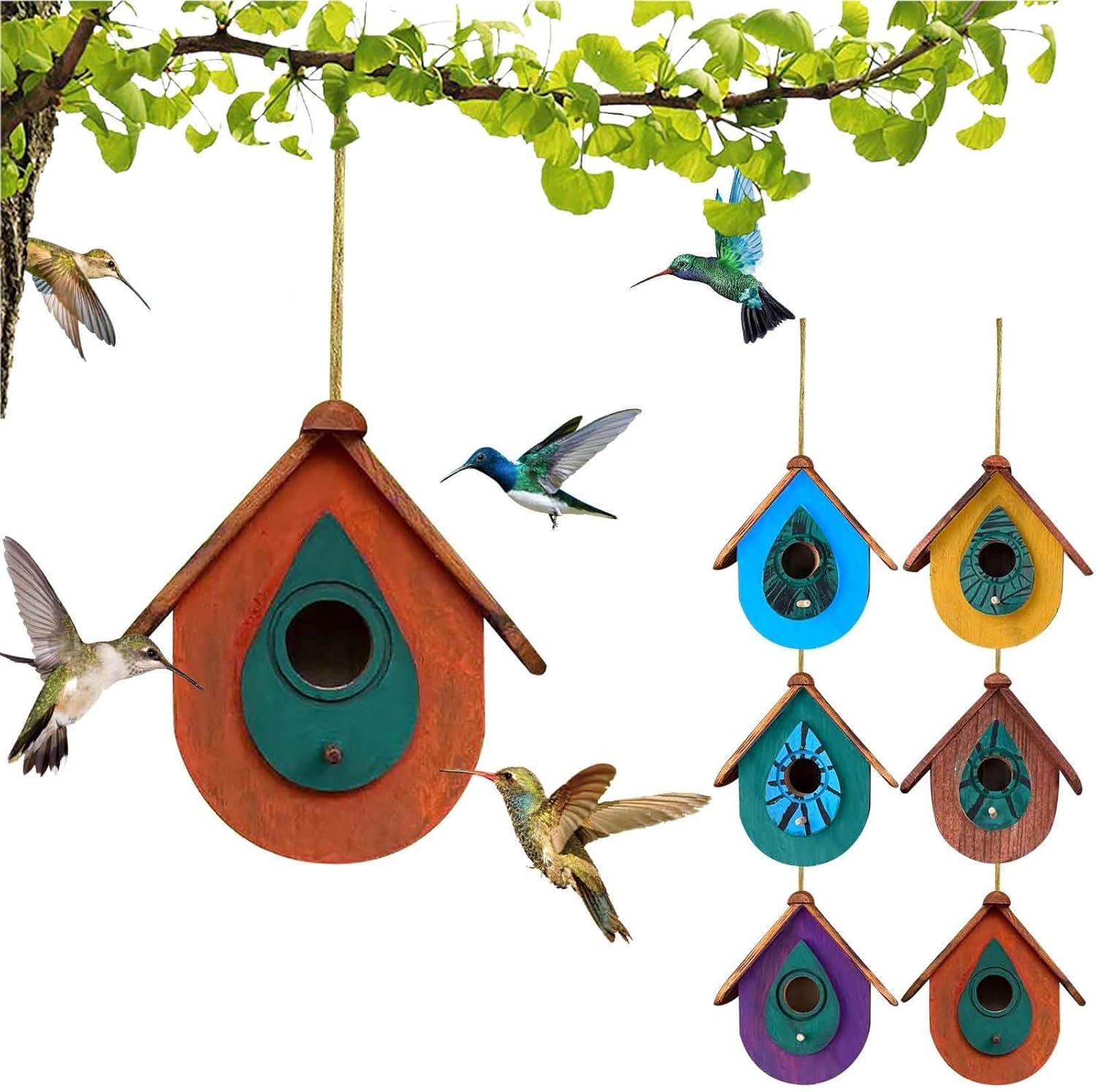 Handmade Wooden Hummingbird Houses