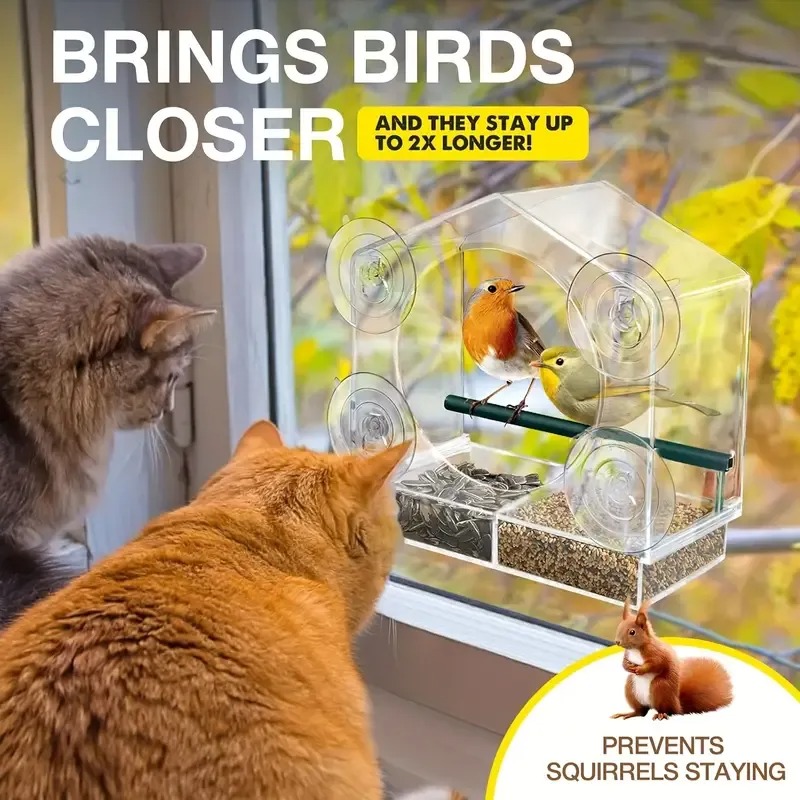 Transparent Acrylic Window Bird Feeder