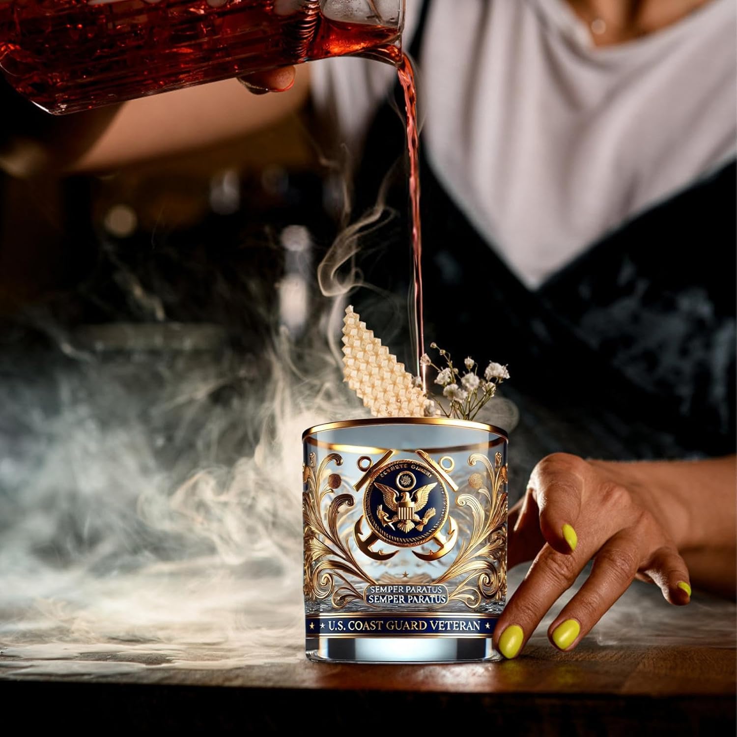 Patriotic Veteran Tribute Glass – Timeless Honor for American Heroes