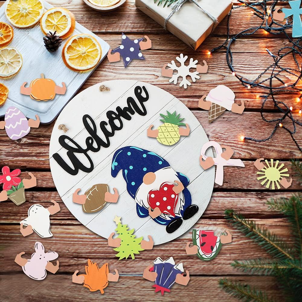 Cute 3D Seasonal Interchangeable Gnome Magnetic Door Hanger