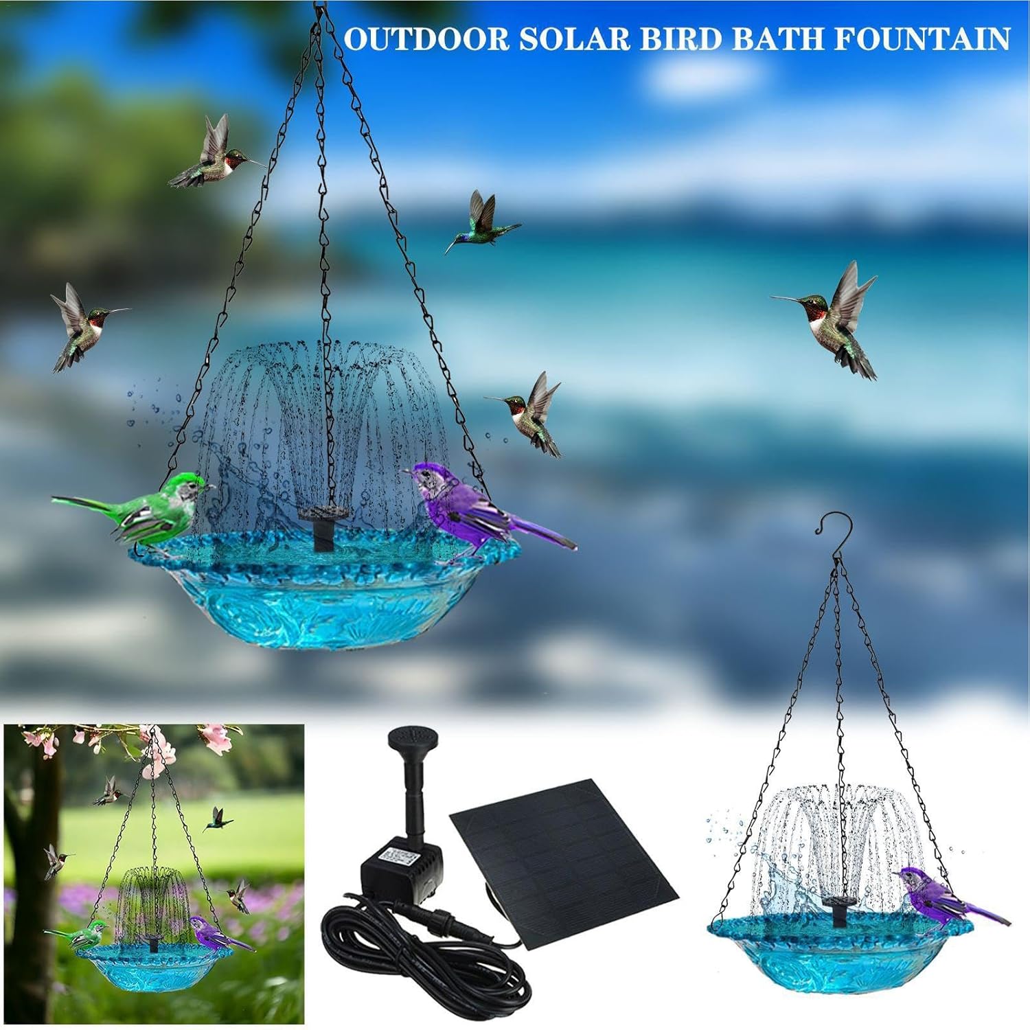 Garden Floating Fountain Hanging Bird Feeder