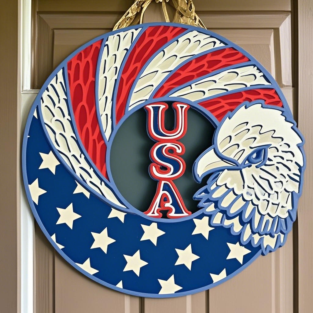 Eagle Pride Door Hanger – 8” Patriotic Sign for 4th of July & Memorial Day