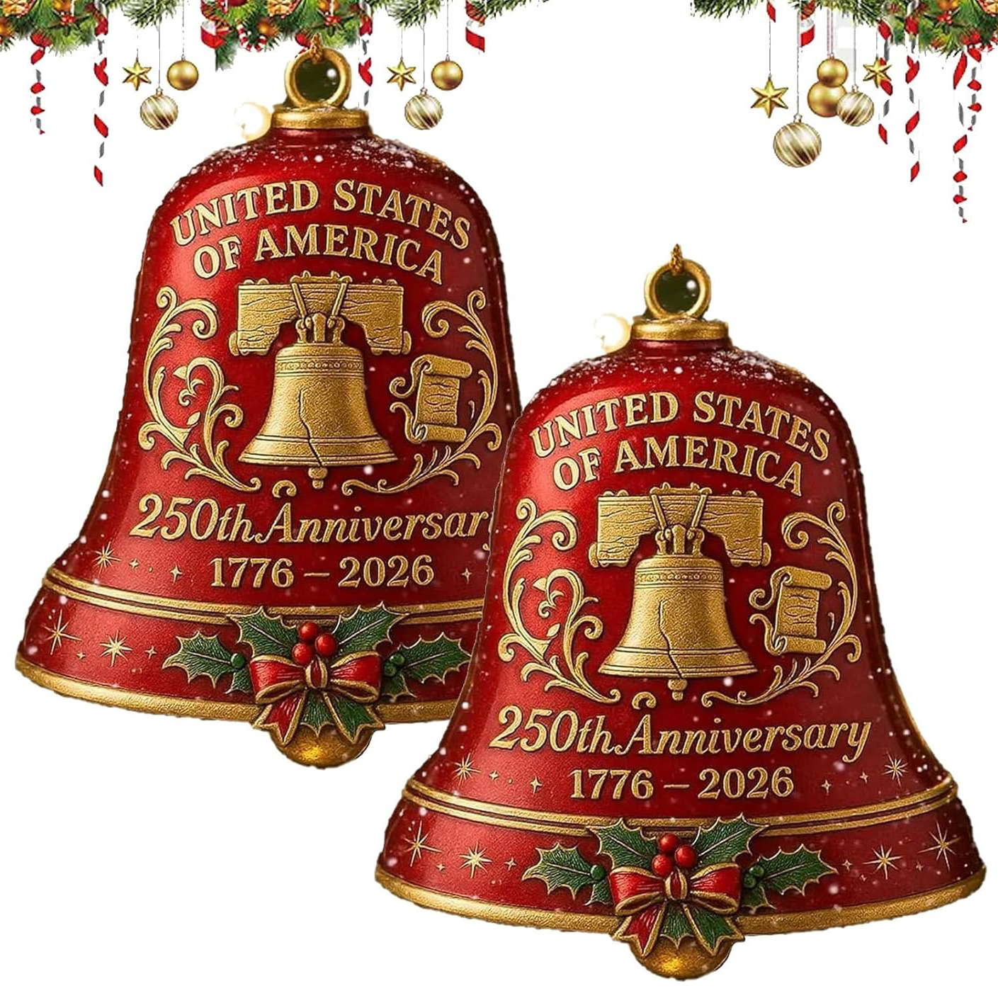 🎄✨ "Christmas Countdown 50%OFF -United States 250th Anniversary Bell Ornament