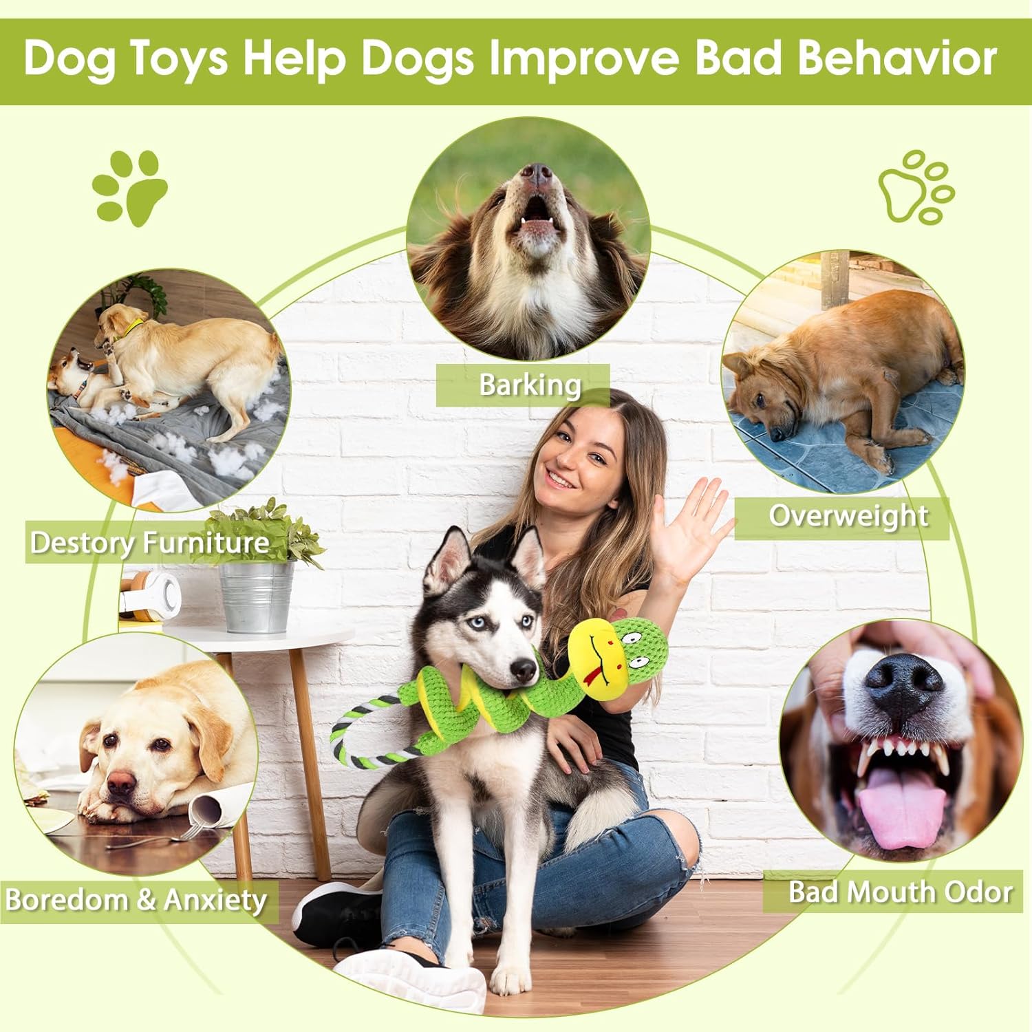 🐾Ultimate Chew-Proof Rope Toy with Squeaker & Crinkle Paper | Spiral Design Protects Teeth + Anxiety Relief for Tough Chewers 💖