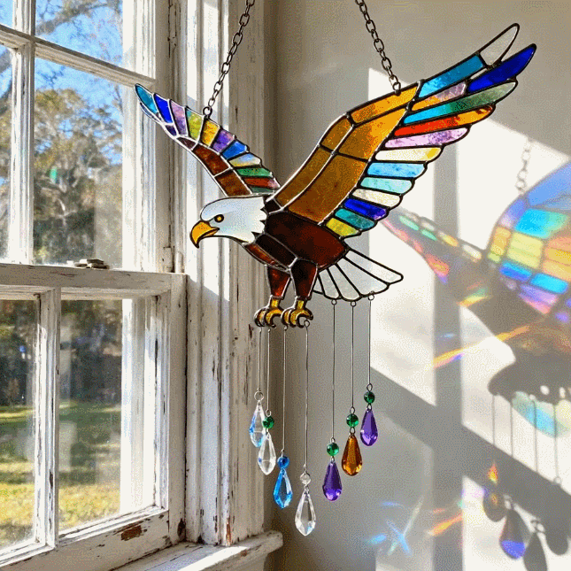 Sea Glass Bald Eagle Wind Chime