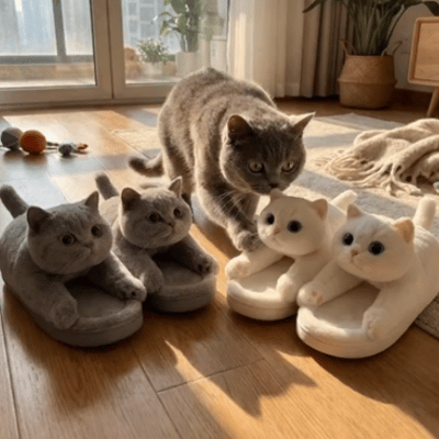 The "Big Stretch" Kitty Slides - Ultra Soft 3D Cat Slippers